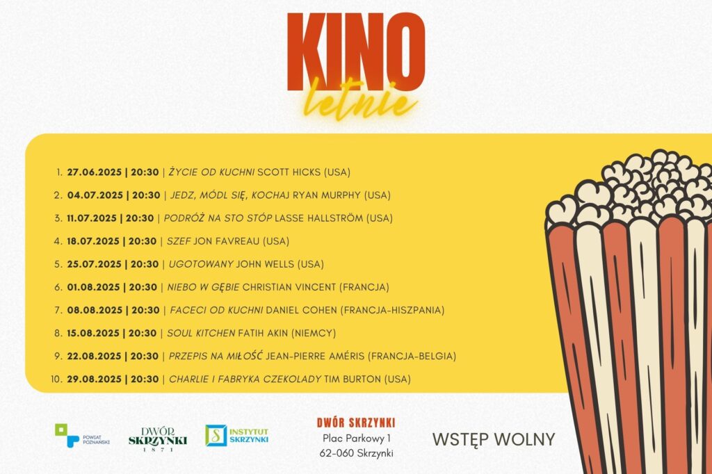 Read more about the article Dwór Skrzynki zaprasza na smakowite seanse pod gwiazdami! Letnie Kino Kulinarne 2025 – podróż smaków i humoru