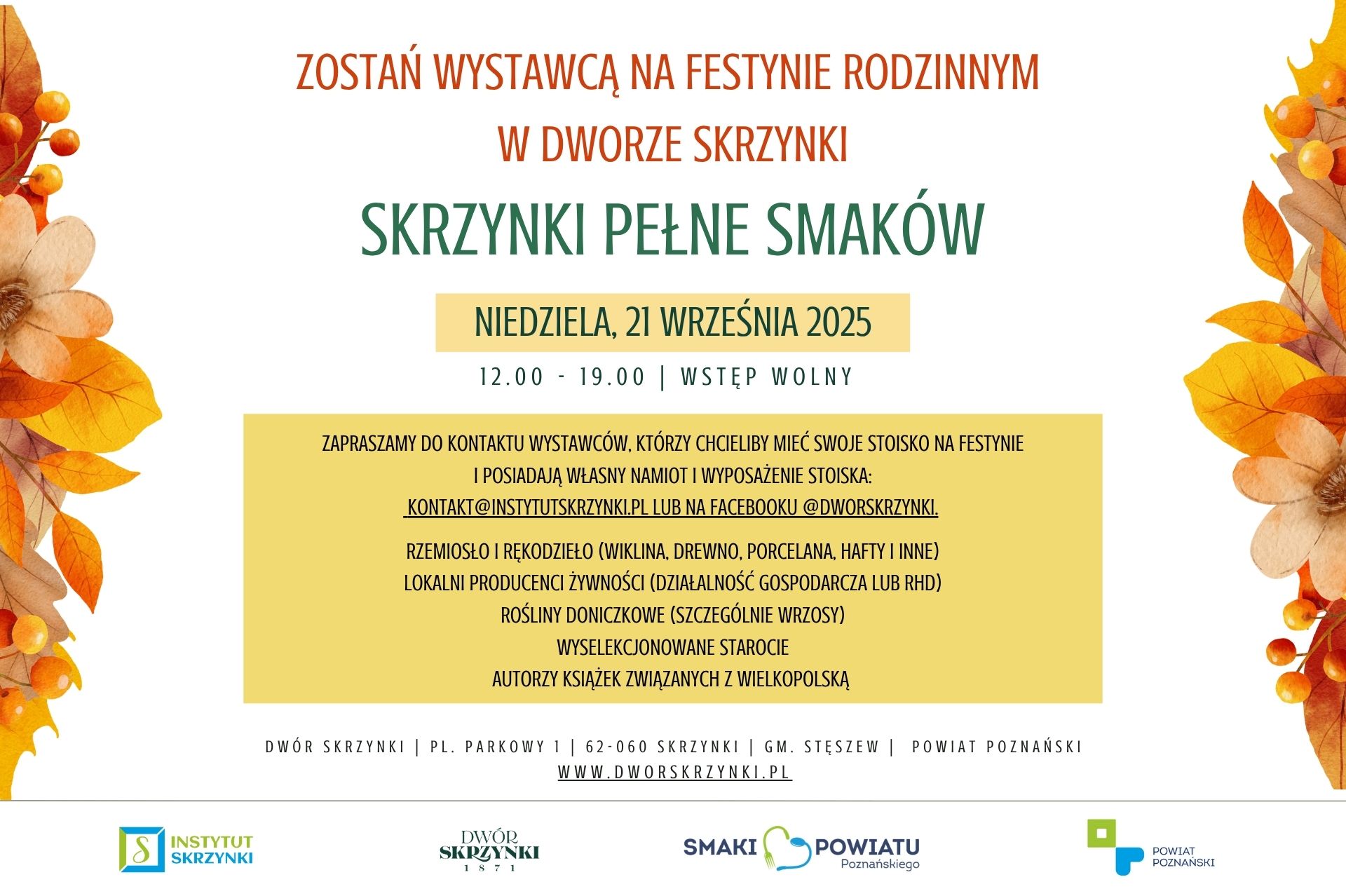 You are currently viewing Zostań wystawcą na festynie rodzinnym „Skrzynki Pełne Smaków” w Dworze Skrzynki