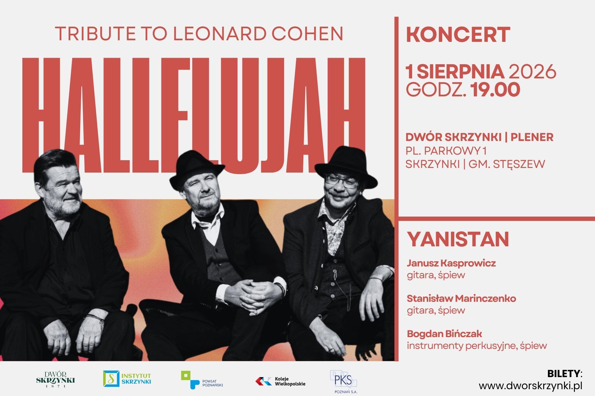 You are currently viewing Koncert plenerowy w Dworze Skrzynki „Hallelujah. Tribute to Leonard Cohen” Wystąpi zespół YANISTAN
