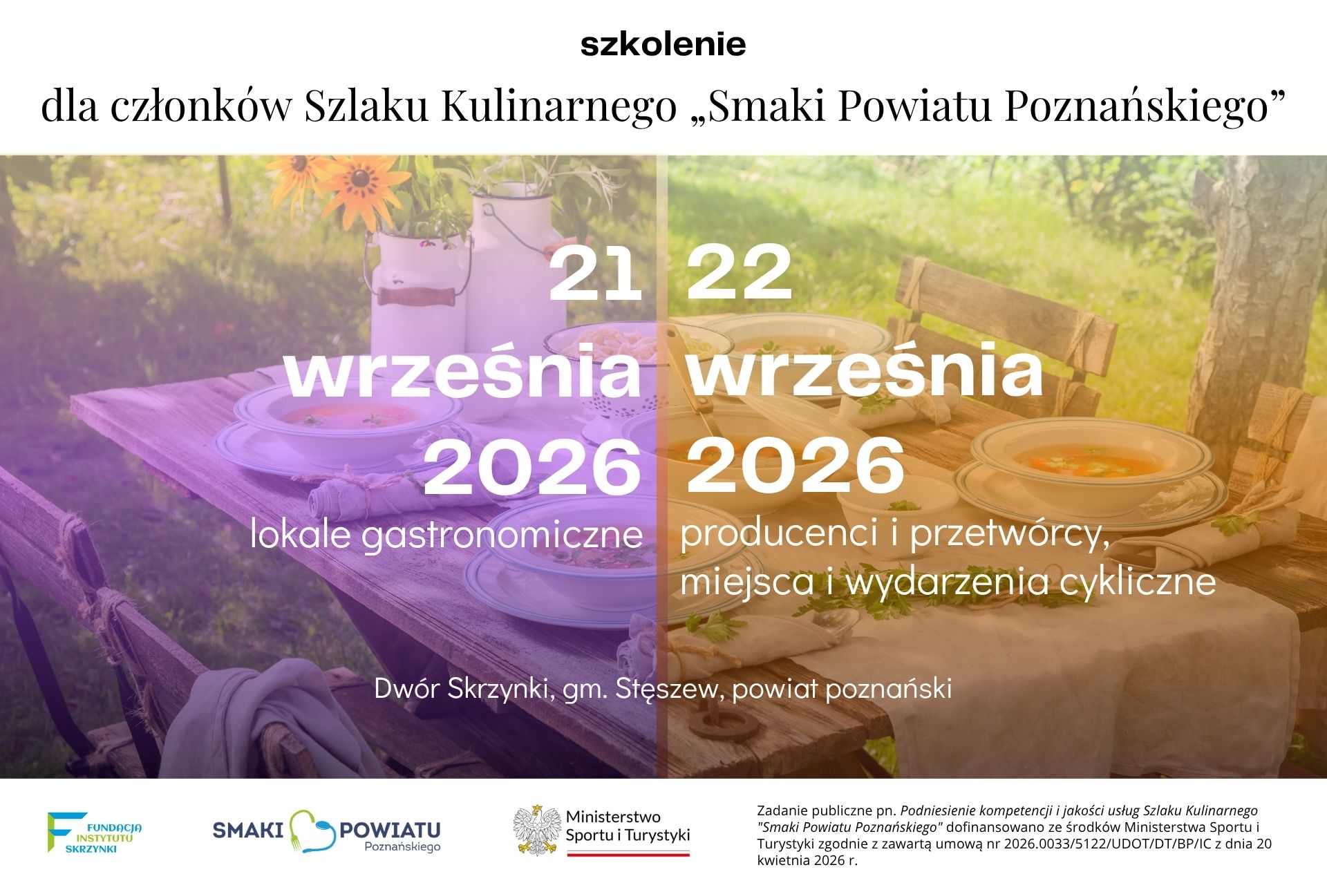 You are currently viewing Bezpłatne szkolenie dla członków Szlaku Kulinarnego „Smaki Powiatu Poznańskiego”