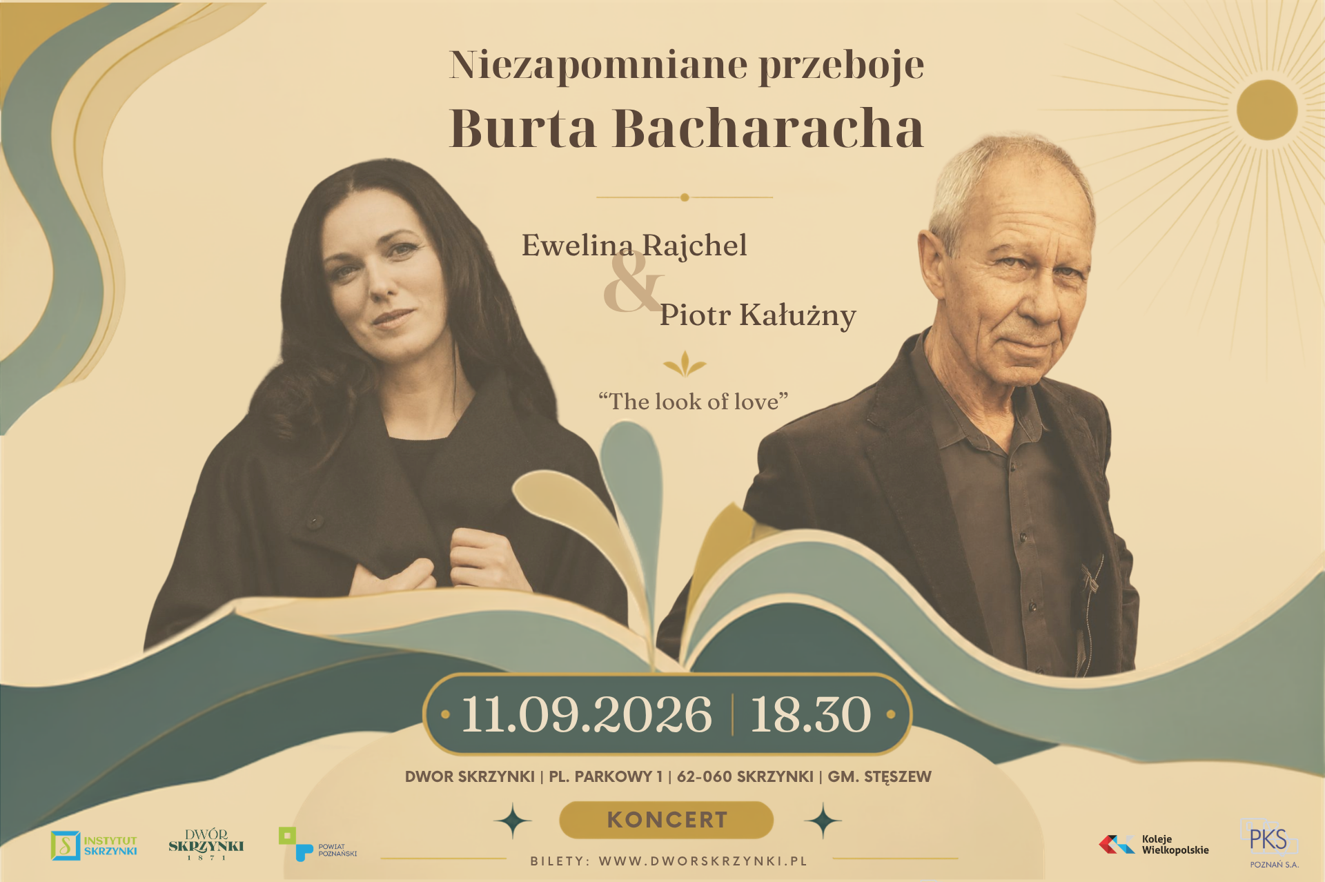 You are currently viewing Koncert „The look of love”, czyli niezapomniane przeboje Burta Bacharacha – Ewelina Rajchel i Piotr Kałużny w Dworze Skrzynki