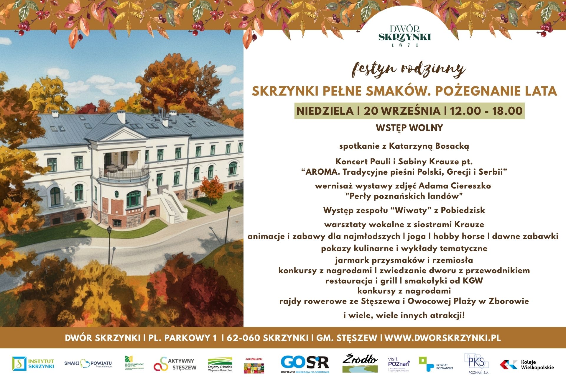 You are currently viewing Festyn rodzinny „Skrzynki Pełne Smaków. Pożegnanie Lata” w Dworze Skrzynki
