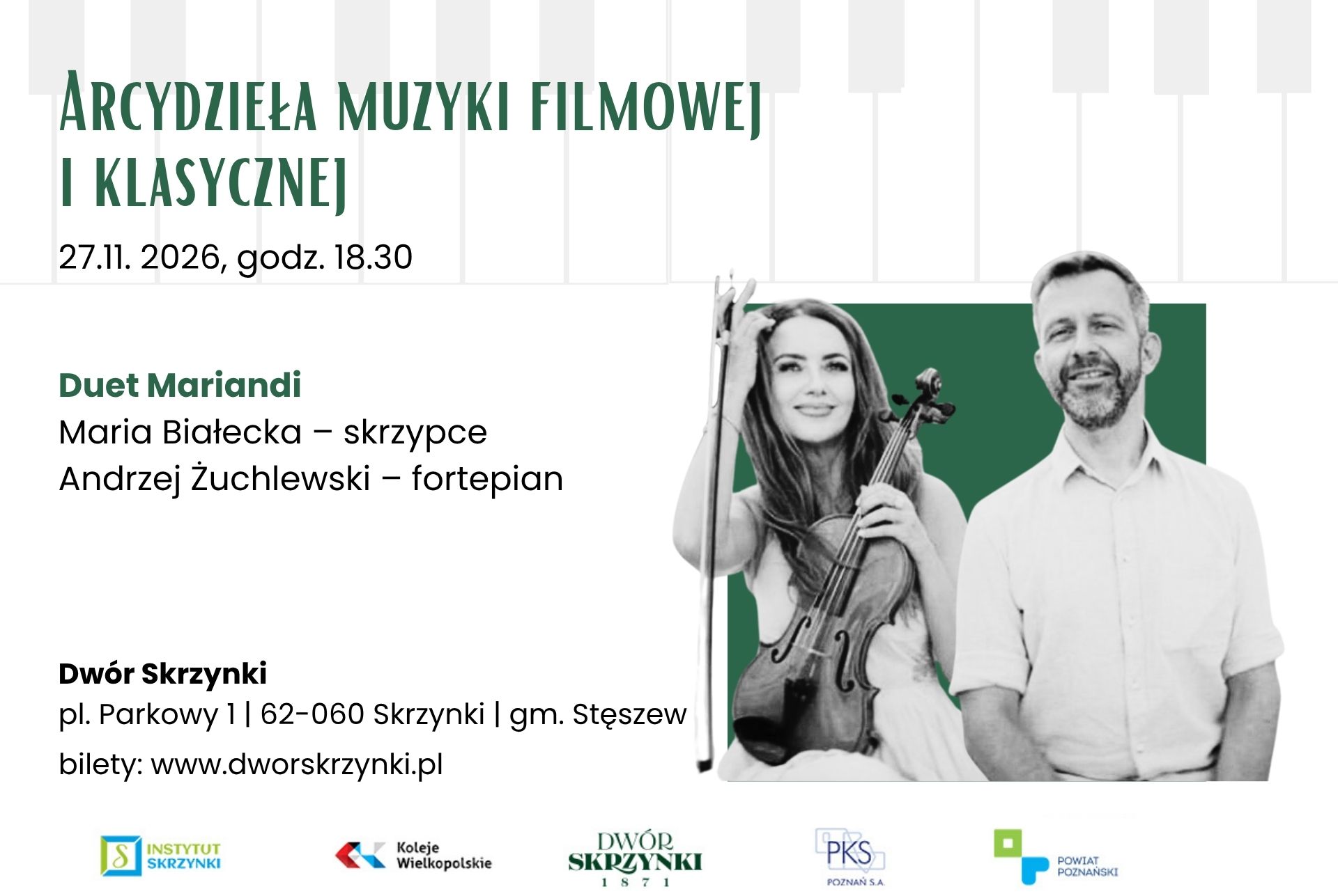 You are currently viewing Arcydzieła muzyki filmowej i klasycznej. Duo Mariandi zaprasza na wyjątkową podróż muzyczną w Dworze Skrzynki
