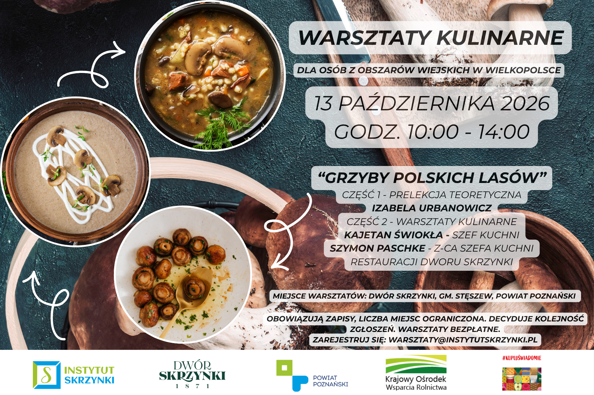 You are currently viewing Grzyby polskich lasów: jesienne warsztaty kulinarne z KOWR w Dworze Skrzynki