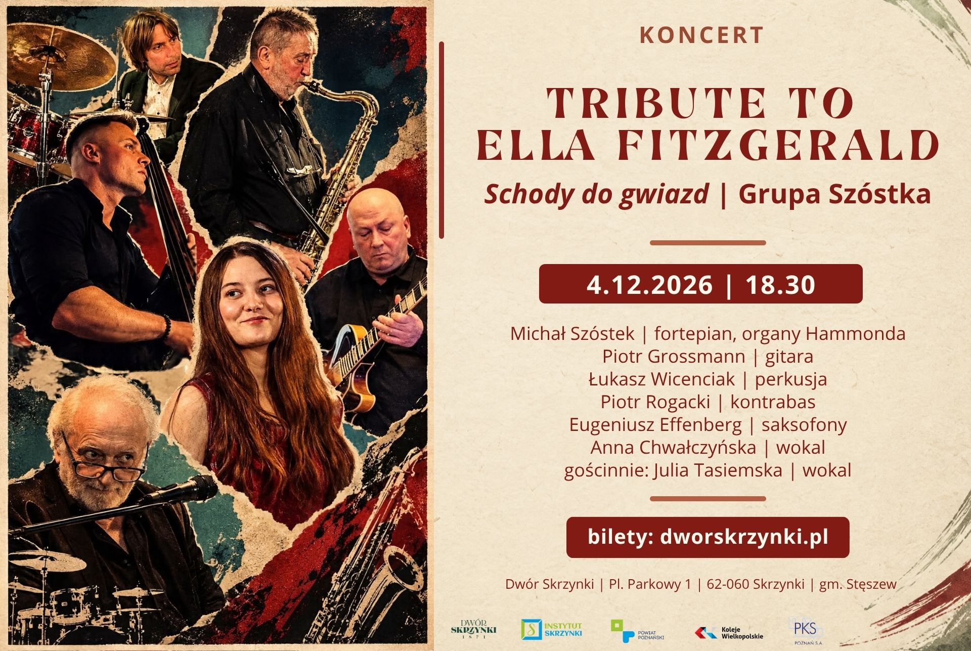 You are currently viewing Grupa „Szóstka” Jazz: „Schody do gwiazd” – Tribute to Ella Fitzgerald w Dworze Skrzynki